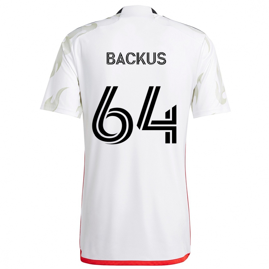 Kids Football Braeden Backus #64 White Red Black Away Jersey 2024/25 T-Shirt Australia