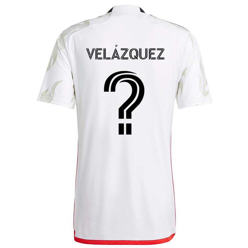 Kids Football Ougir Velázquez #0 White Red Black Away Jersey 2024/25 T-Shirt Australia