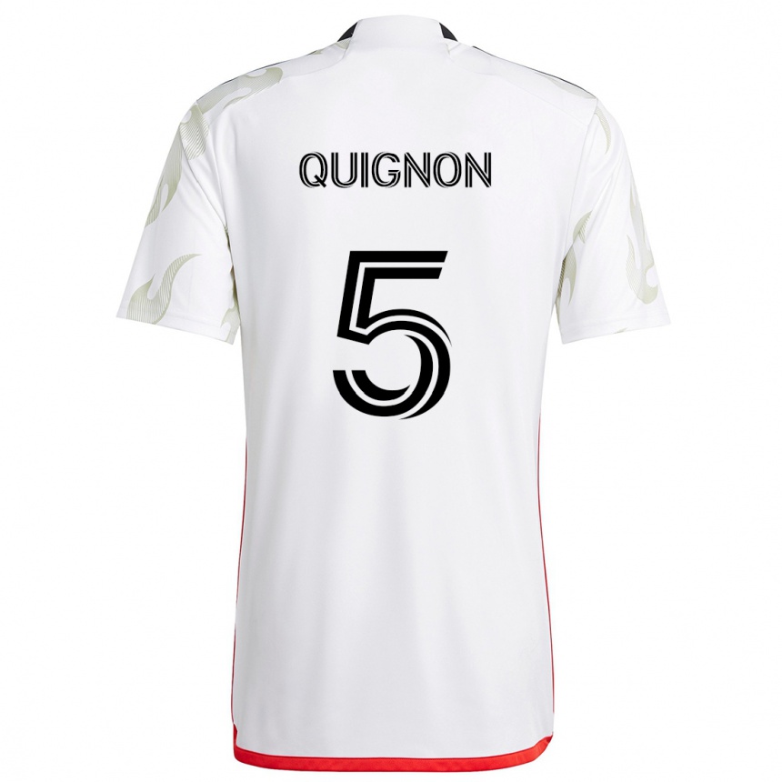 Kids Football Facundo Quignón #5 White Red Black Away Jersey 2024/25 T-Shirt Australia