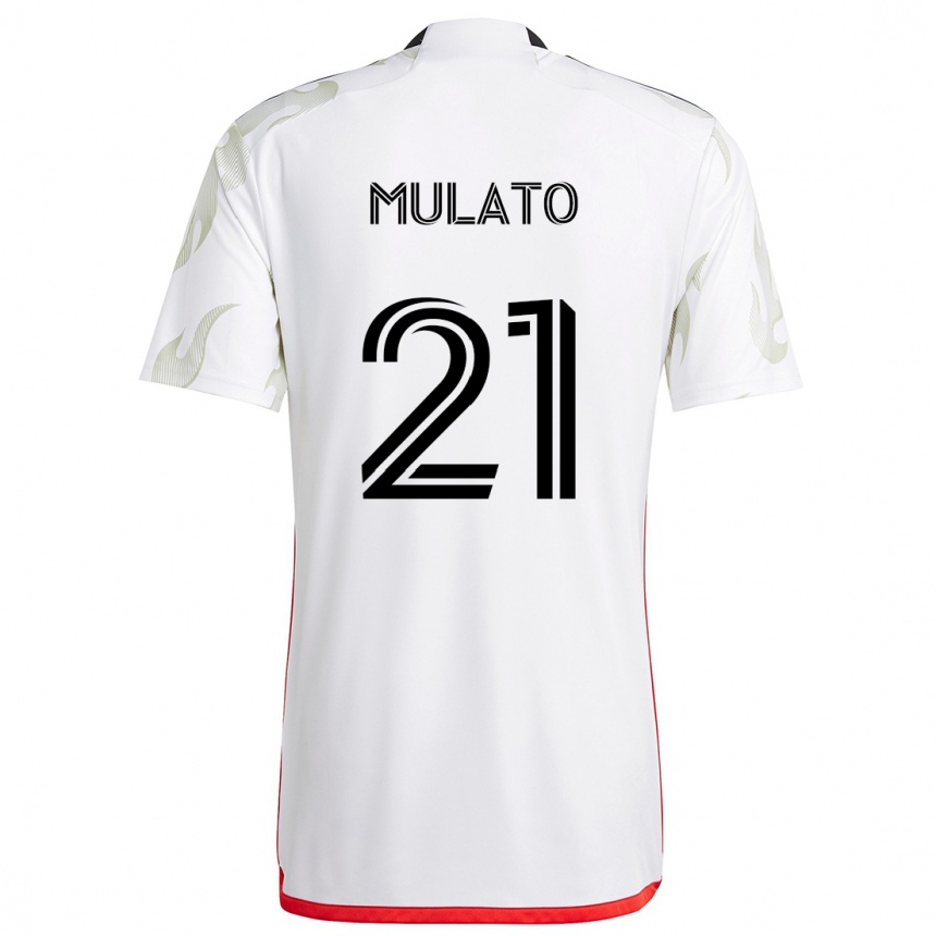 Kids Football José Mulato #21 White Red Black Away Jersey 2024/25 T-Shirt Australia