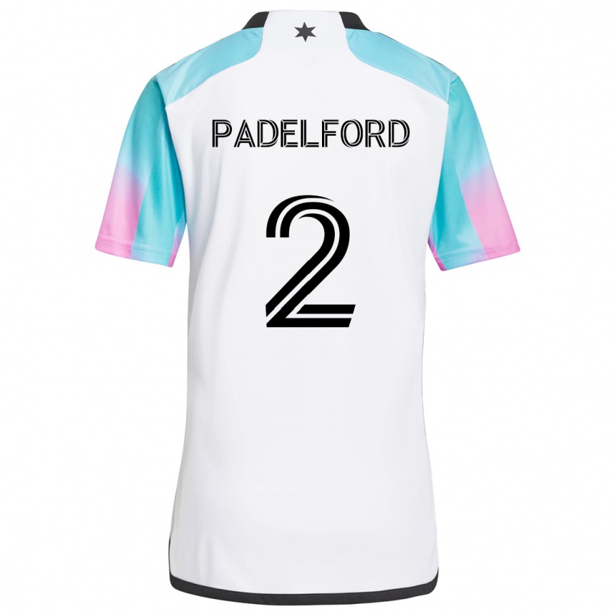 Kids Football Devin Padelford #2 White Blue Black Away Jersey 2024/25 T-Shirt Australia