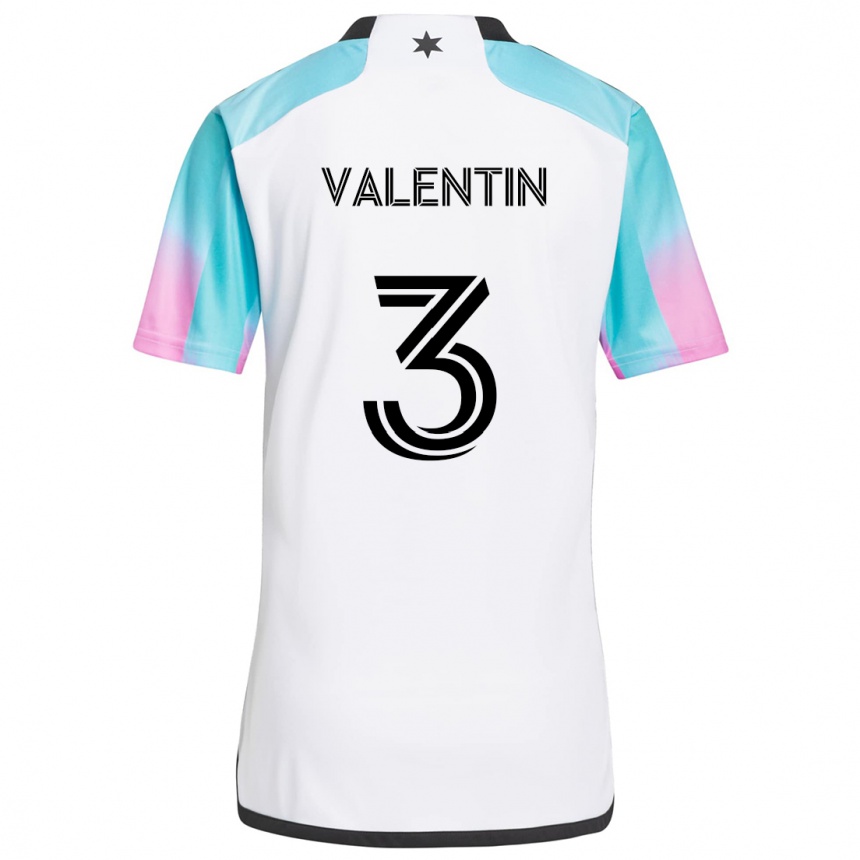 Kids Football Zarek Valentin #3 White Blue Black Away Jersey 2024/25 T-Shirt Australia