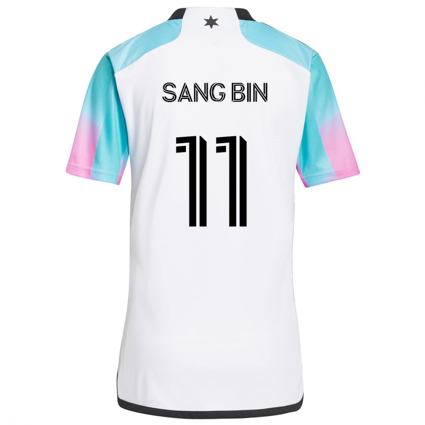 Kids Football Sang-Bin Jeong #11 White Blue Black Away Jersey 2024/25 T-Shirt Australia