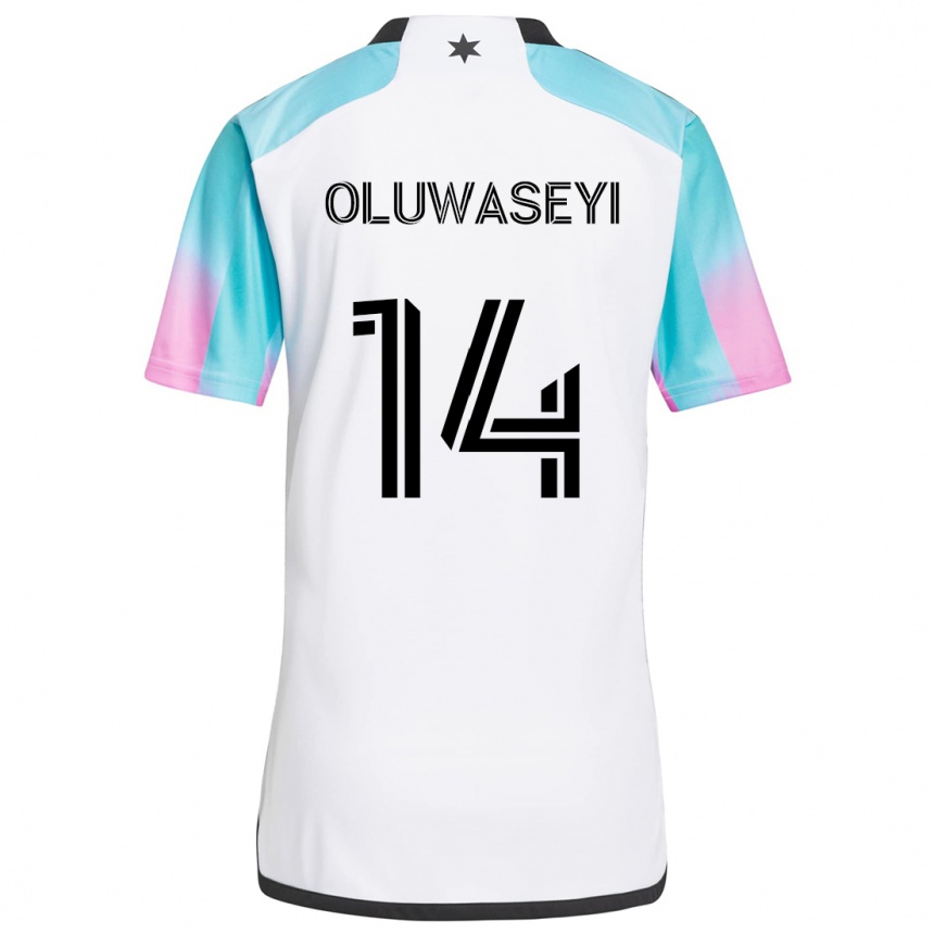 Kids Football Tani Oluwaseyi #14 White Blue Black Away Jersey 2024/25 T-Shirt Australia