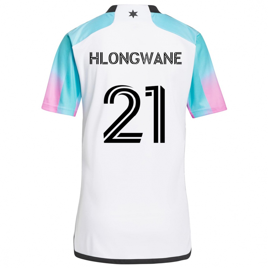 Kids Football Bongokuhle Hlongwane #21 White Blue Black Away Jersey 2024/25 T-Shirt Australia