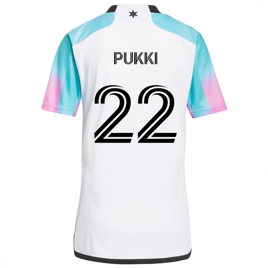 Kids Football Teemu Pukki #22 White Blue Black Away Jersey 2024/25 T-Shirt Australia