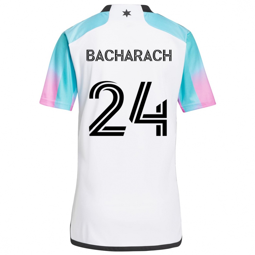 Kids Football Hugo Bacharach #24 White Blue Black Away Jersey 2024/25 T-Shirt Australia