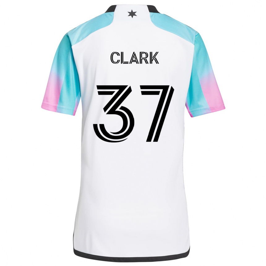 Kids Football Caden Clark #37 White Blue Black Away Jersey 2024/25 T-Shirt Australia