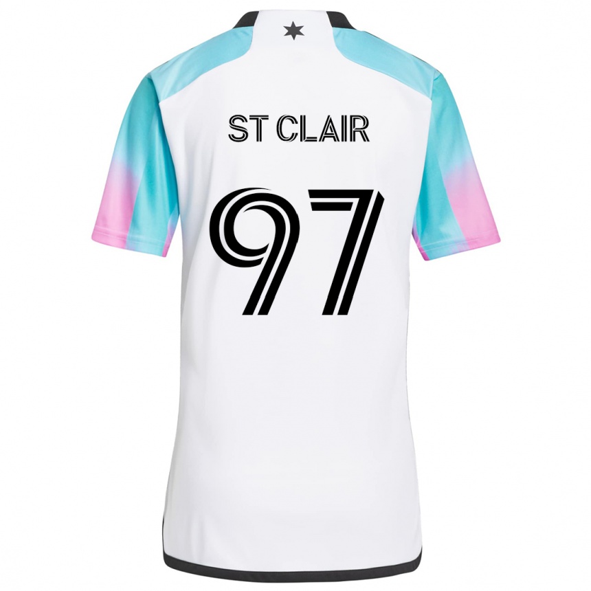 Kids Football Dayne St. Clair #97 White Blue Black Away Jersey 2024/25 T-Shirt Australia