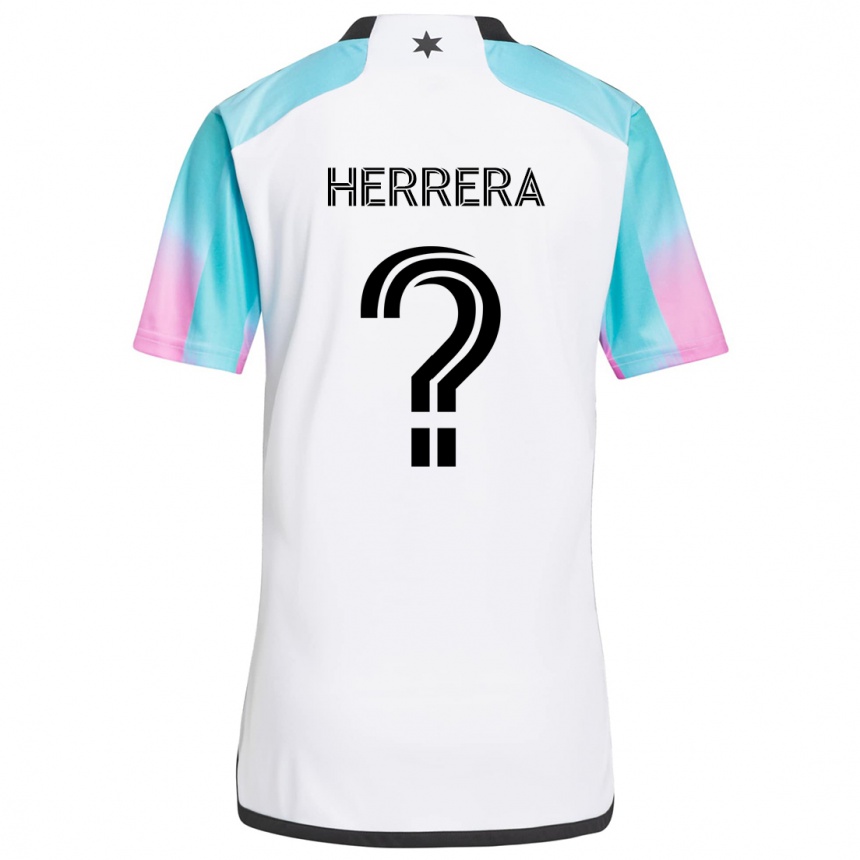 Kids Football Oscar Herrera #0 White Blue Black Away Jersey 2024/25 T-Shirt Australia