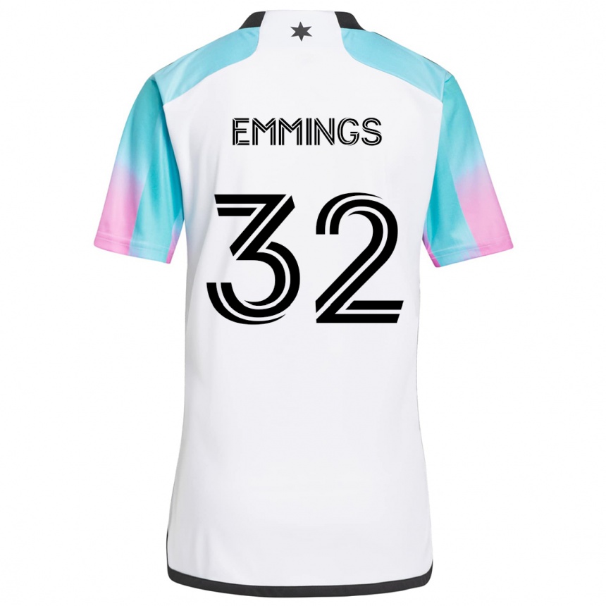 Kids Football Fred Emmings #32 White Blue Black Away Jersey 2024/25 T-Shirt Australia