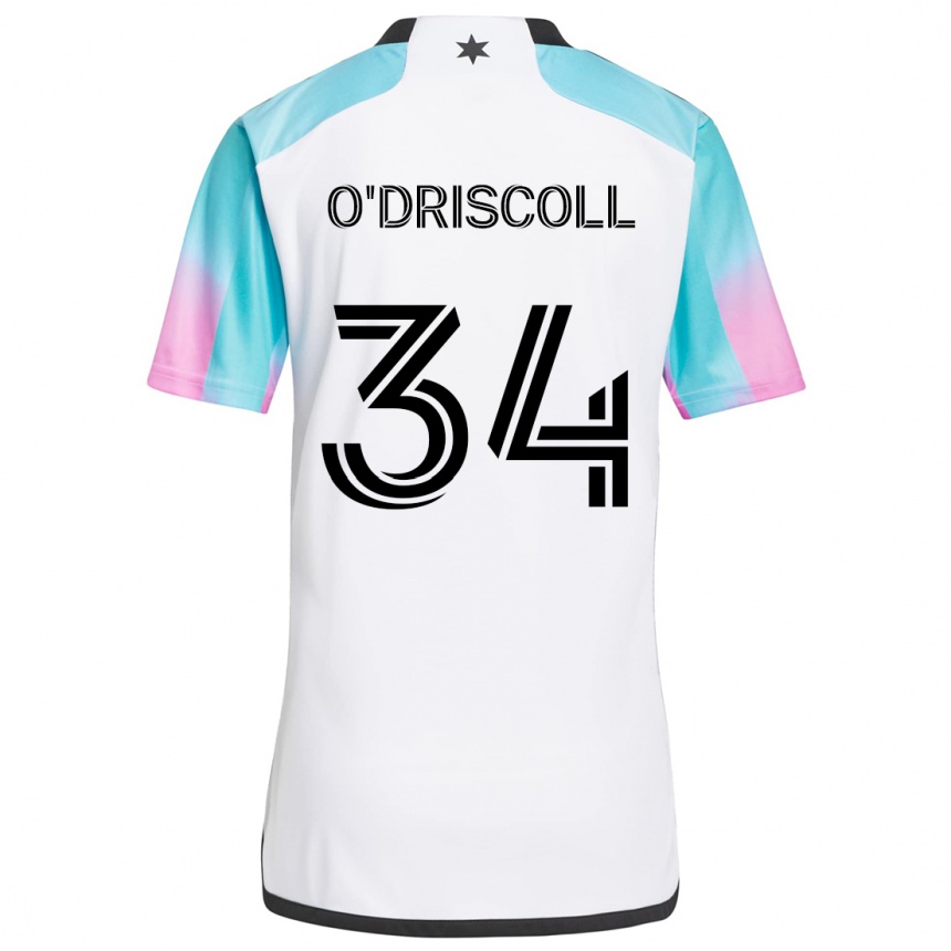 Kids Football Rory O'driscoll #34 White Blue Black Away Jersey 2024/25 T-Shirt Australia