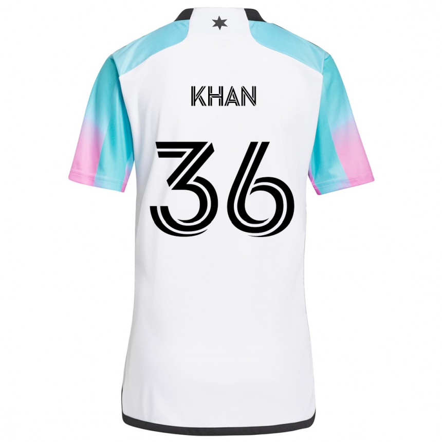 Kids Football Molik Khan #36 White Blue Black Away Jersey 2024/25 T-Shirt Australia