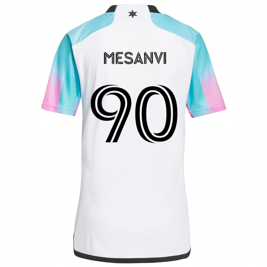 Kids Football Loïc Mesanvi #90 White Blue Black Away Jersey 2024/25 T-Shirt Australia