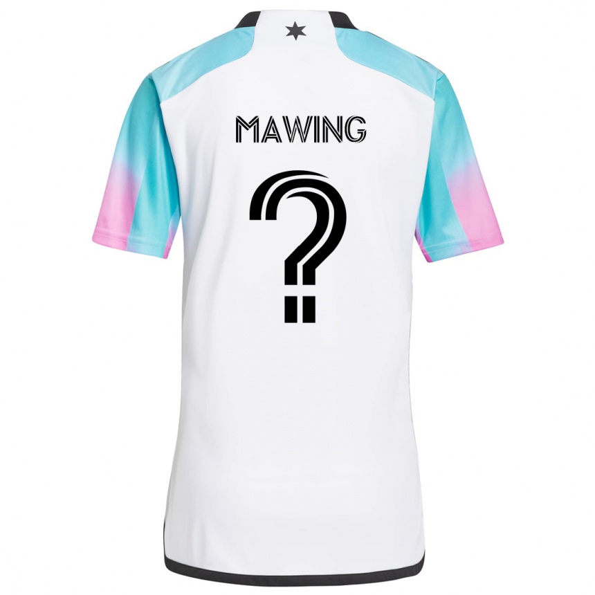 Kids Football Dominic Mawing #0 White Blue Black Away Jersey 2024/25 T-Shirt Australia