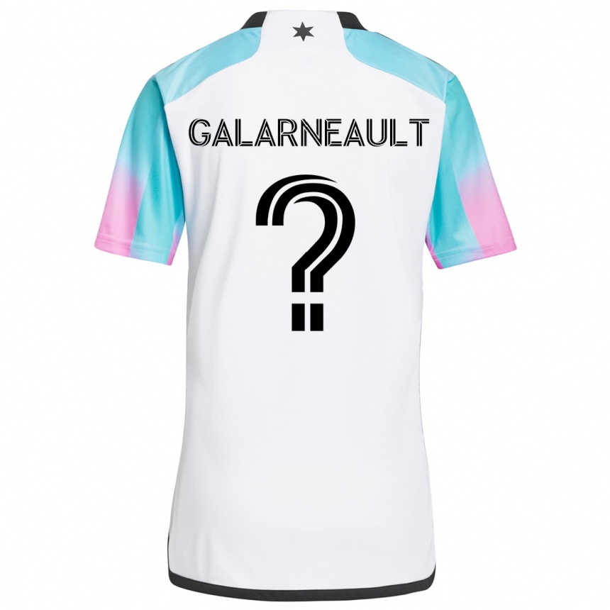 Kids Football Benjamin Galarneault #0 White Blue Black Away Jersey 2024/25 T-Shirt Australia