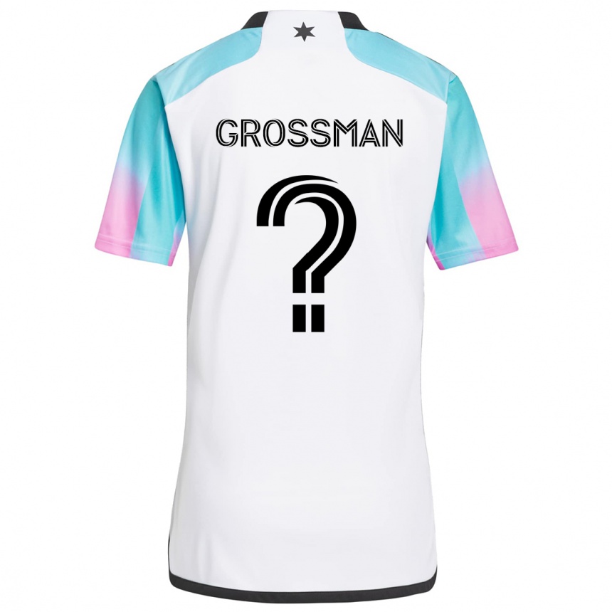 Kids Football Jack Grossman #0 White Blue Black Away Jersey 2024/25 T-Shirt Australia