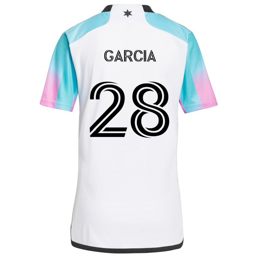 Kids Football Mender García #28 White Blue Black Away Jersey 2024/25 T-Shirt Australia