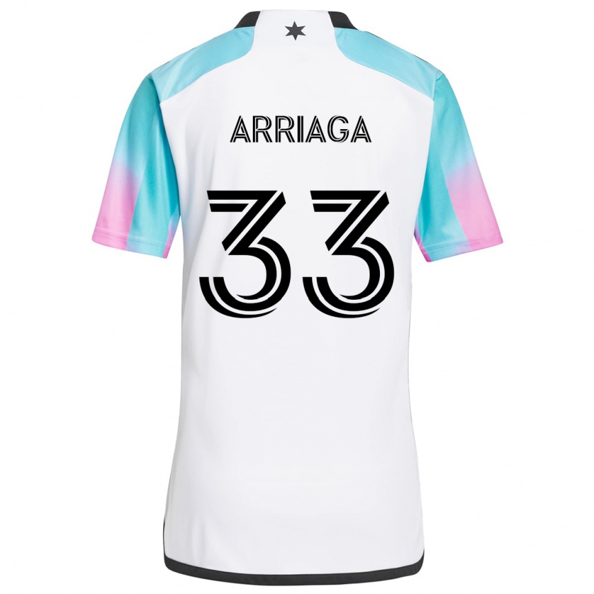 Kids Football Kervin Arriaga #33 White Blue Black Away Jersey 2024/25 T-Shirt Australia