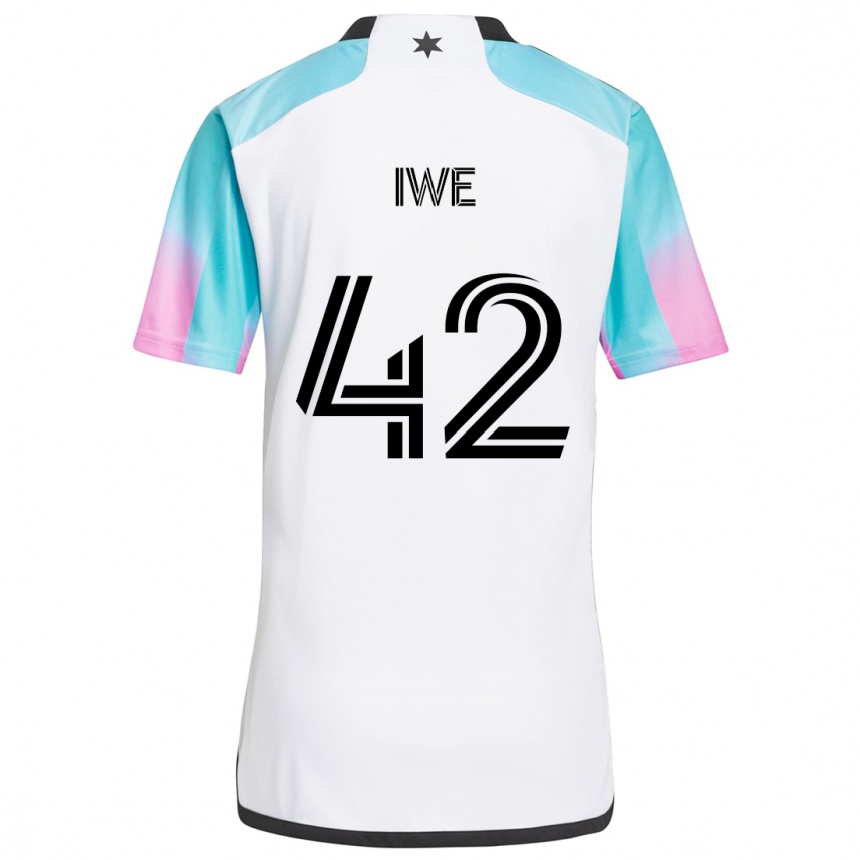 Kids Football Emmanuel Iwe #42 White Blue Black Away Jersey 2024/25 T-Shirt Australia