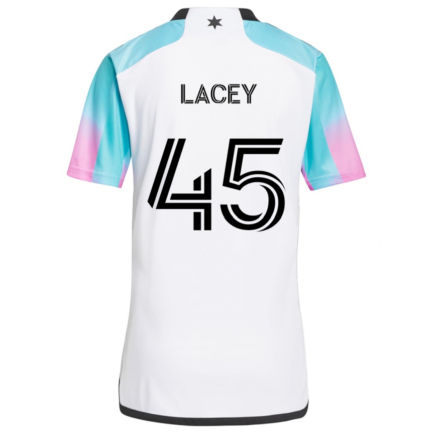 Kids Football Kameron Lacey #45 White Blue Black Away Jersey 2024/25 T-Shirt Australia