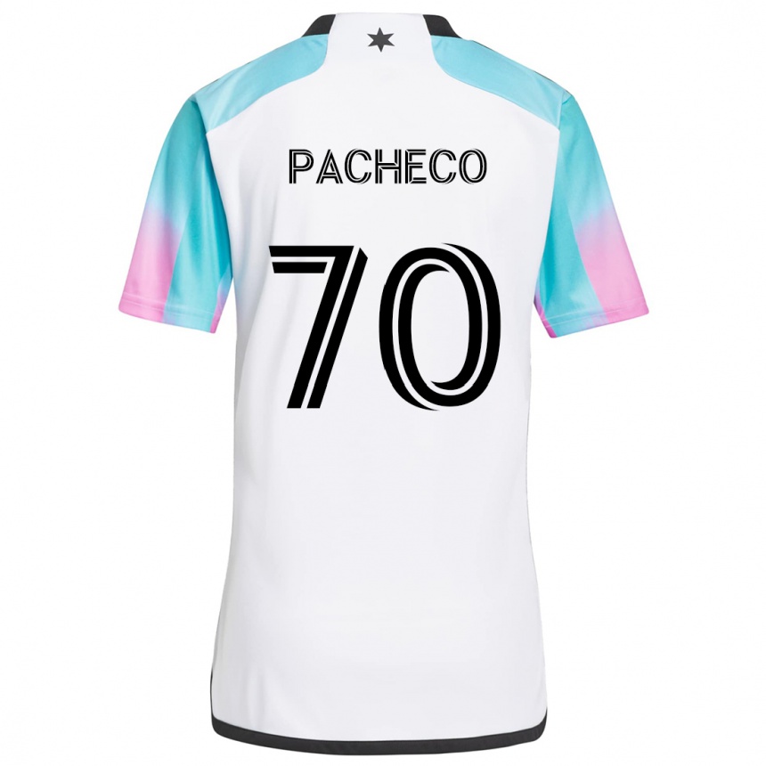 Kids Football Diogo Pacheco #70 White Blue Black Away Jersey 2024/25 T-Shirt Australia