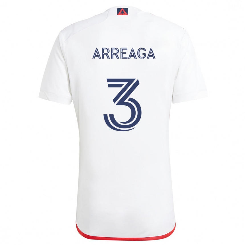 Kids Football Xavier Arreaga #3 White Red Away Jersey 2024/25 T-Shirt Australia