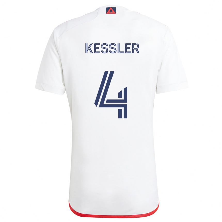 Kids Football Henry Kessler #4 White Red Away Jersey 2024/25 T-Shirt Australia