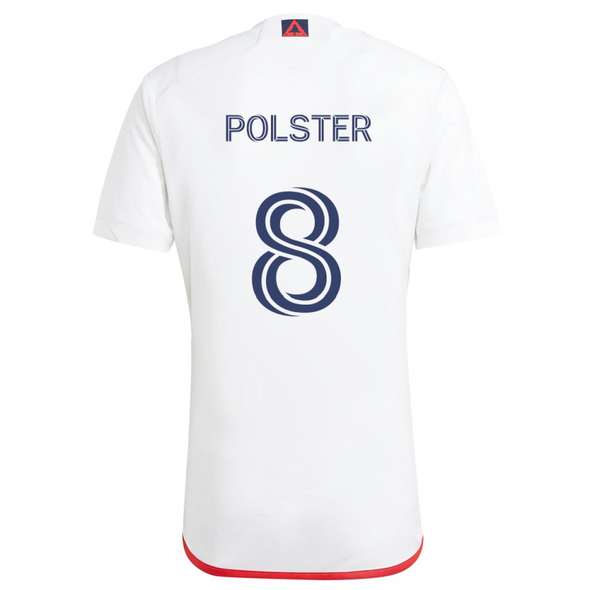 Kids Football Matt Polster #8 White Red Away Jersey 2024/25 T-Shirt Australia