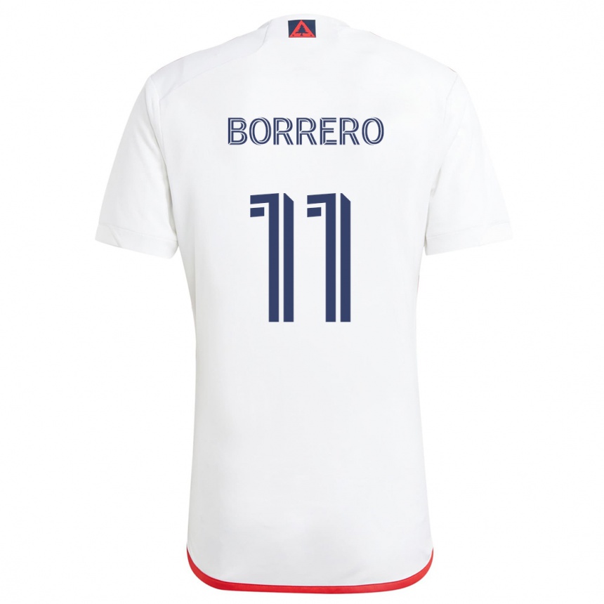 Kids Football Dylan Borrero #11 White Red Away Jersey 2024/25 T-Shirt Australia