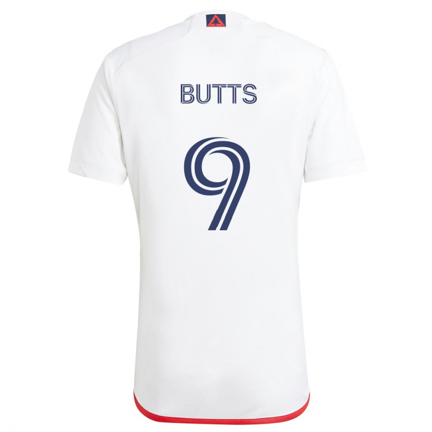 Kids Football Liam Butts #9 White Red Away Jersey 2024/25 T-Shirt Australia