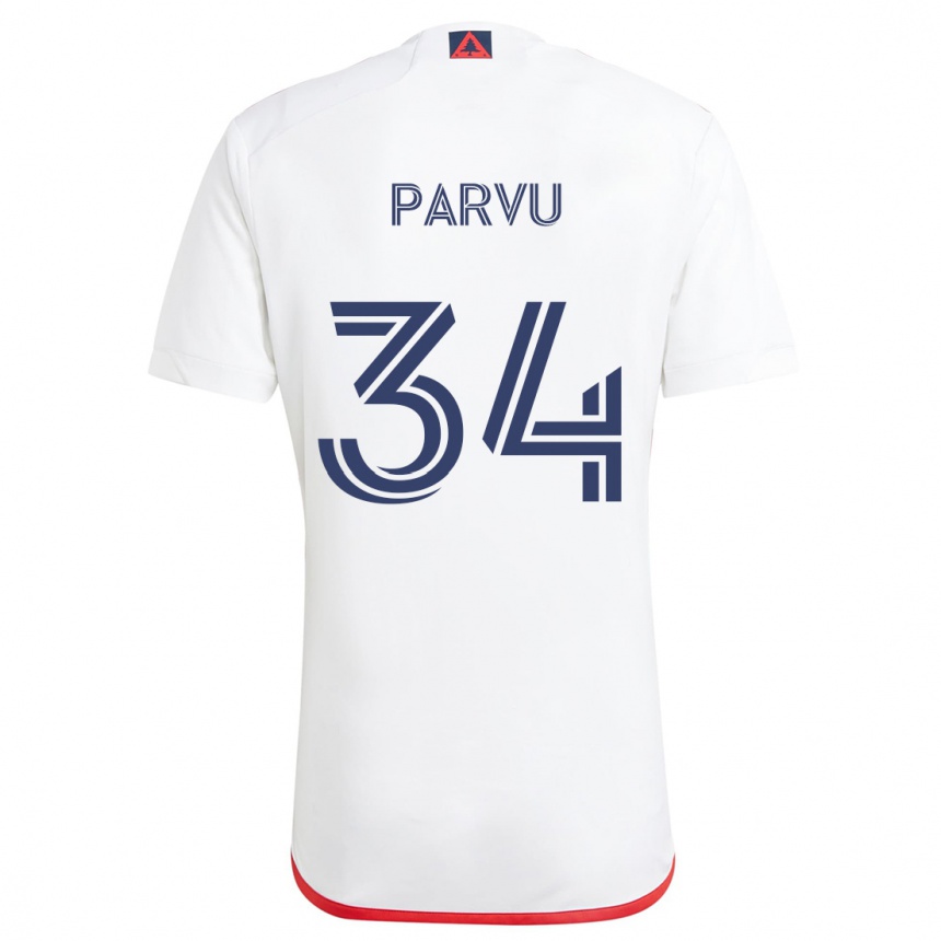 Kids Football Alexandru Parvu #34 White Red Away Jersey 2024/25 T-Shirt Australia