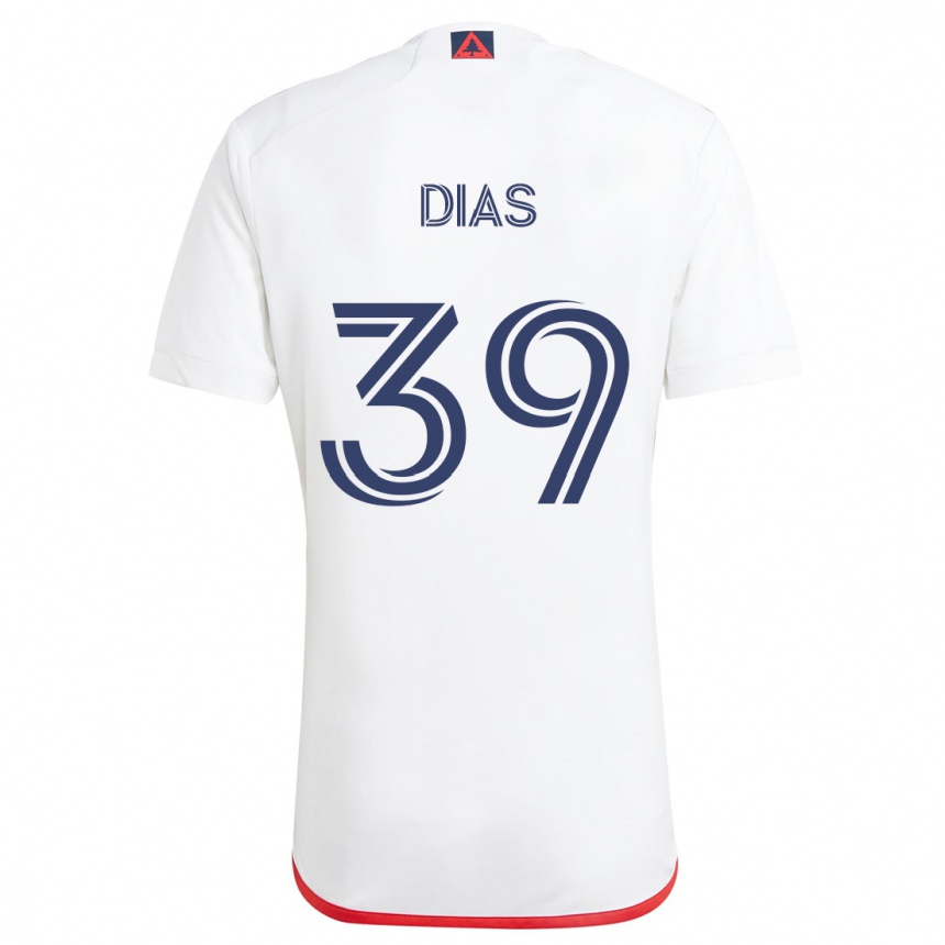 Kids Football Marcos Dias #39 White Red Away Jersey 2024/25 T-Shirt Australia