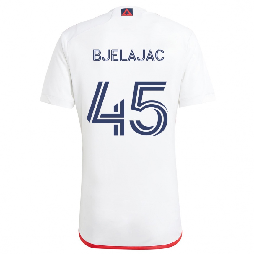 Kids Football Andrej Bjelajac #45 White Red Away Jersey 2024/25 T-Shirt Australia