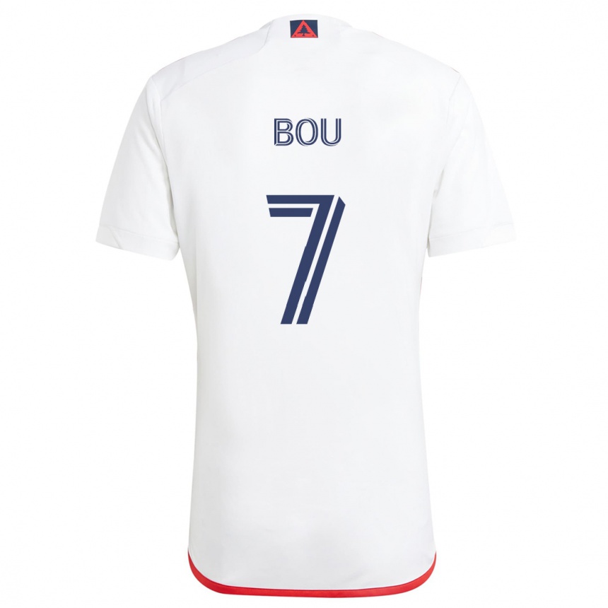 Kids Football Gustavo Bou #7 White Red Away Jersey 2024/25 T-Shirt Australia