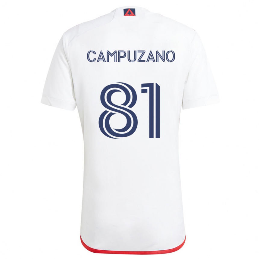 Kids Football Nico Campuzano #81 White Red Away Jersey 2024/25 T-Shirt Australia