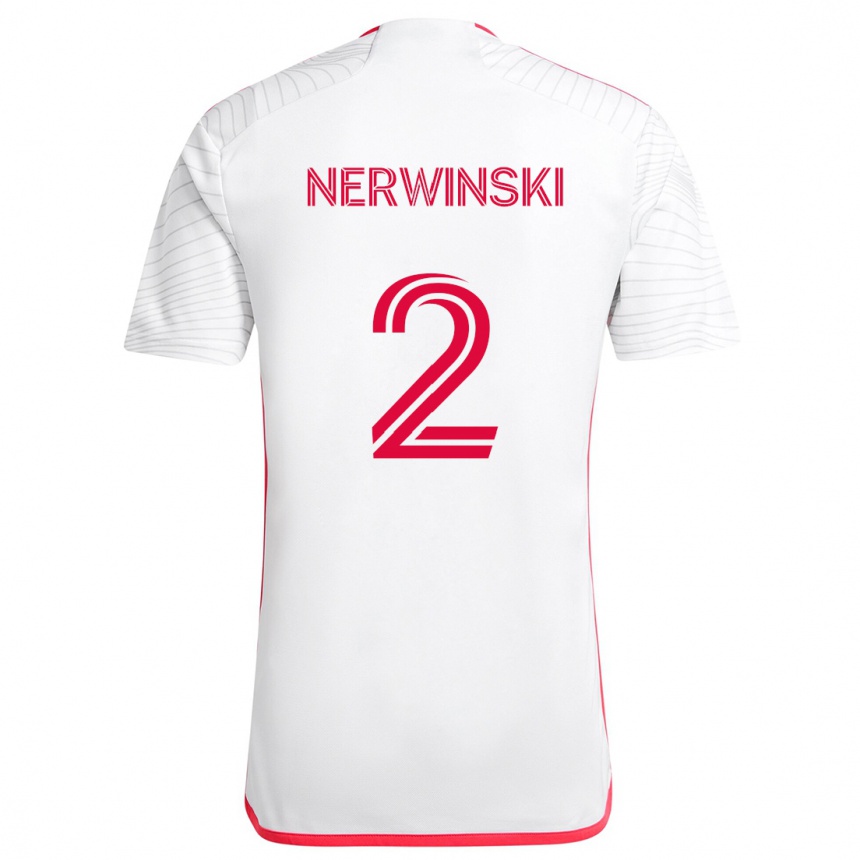 Kids Football Jake Nerwinski #2 White Red Away Jersey 2024/25 T-Shirt Australia