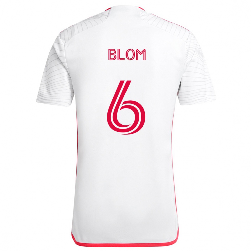 Kids Football Njabulo Blom #6 White Red Away Jersey 2024/25 T-Shirt Australia