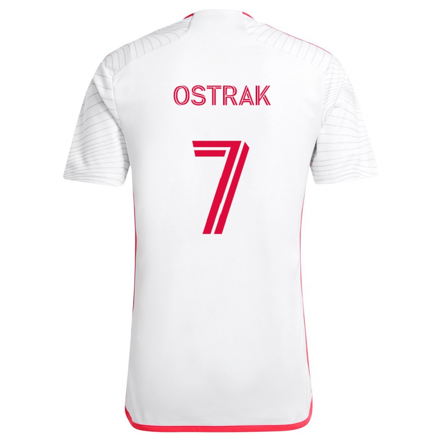 Kids Football Tomás Ostrák #7 White Red Away Jersey 2024/25 T-Shirt Australia