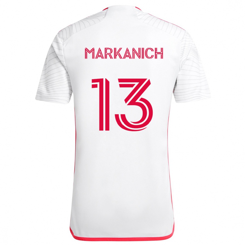 Kids Football Anthony Markanich #13 White Red Away Jersey 2024/25 T-Shirt Australia