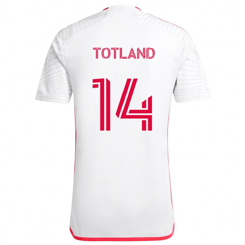 Kids Football Tomas Totland #14 White Red Away Jersey 2024/25 T-Shirt Australia