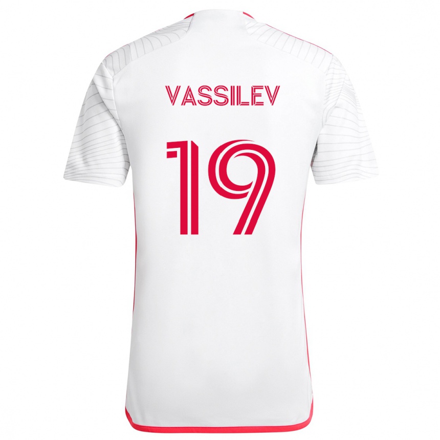 Kids Football Indiana Vassilev #19 White Red Away Jersey 2024/25 T-Shirt Australia