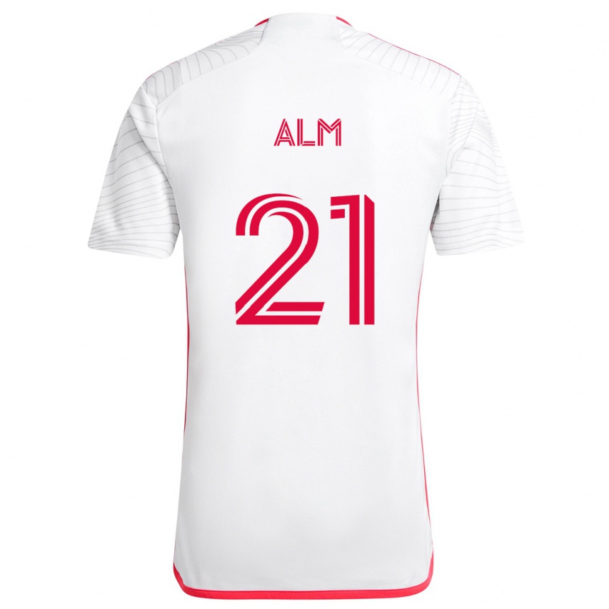 Kids Football Rasmus Alm #21 White Red Away Jersey 2024/25 T-Shirt Australia