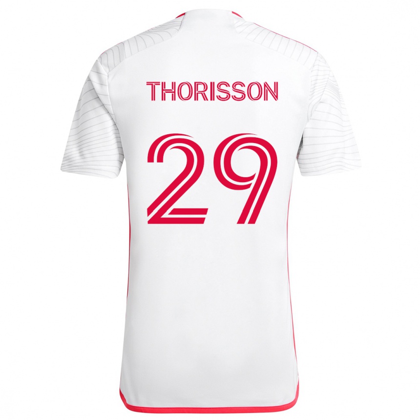 Kids Football Nökkvi Thórisson #29 White Red Away Jersey 2024/25 T-Shirt Australia