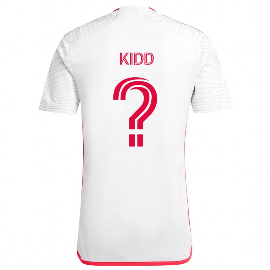 Kids Football Matteo Kidd #0 White Red Away Jersey 2024/25 T-Shirt Australia