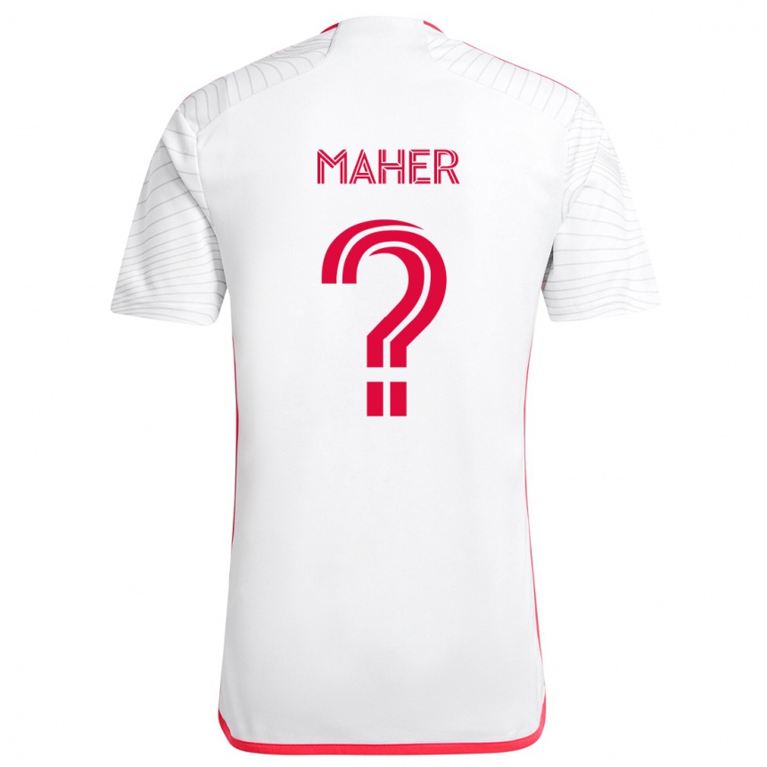 Kids Football Josh Maher #0 White Red Away Jersey 2024/25 T-Shirt Australia