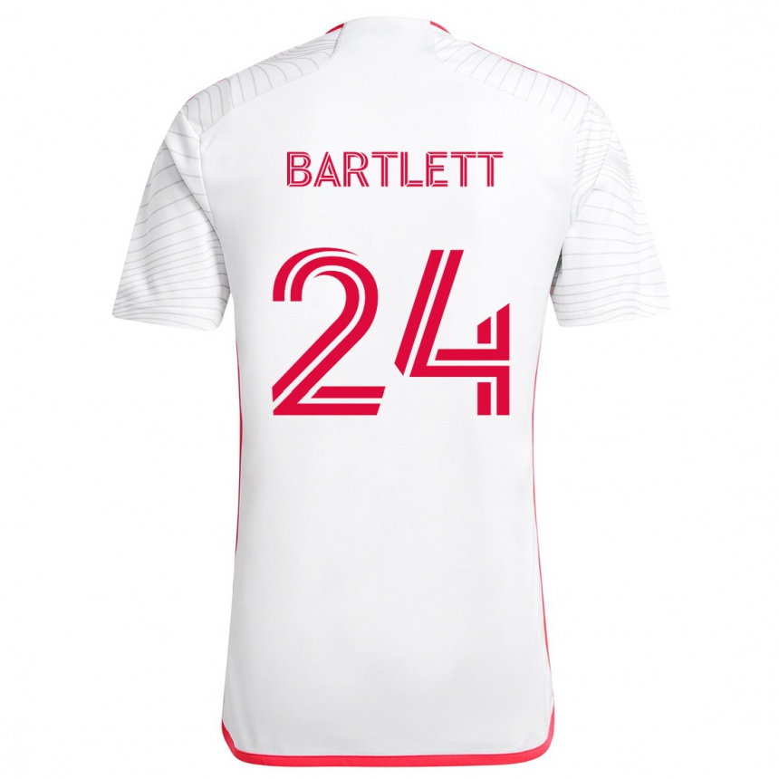 Kids Football Lucas Bartlett #24 White Red Away Jersey 2024/25 T-Shirt Australia