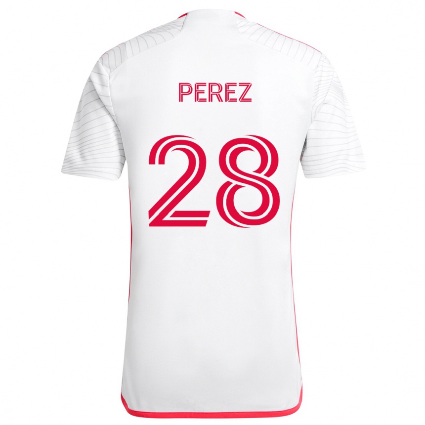 Kids Football Miguel Perez #28 White Red Away Jersey 2024/25 T-Shirt Australia