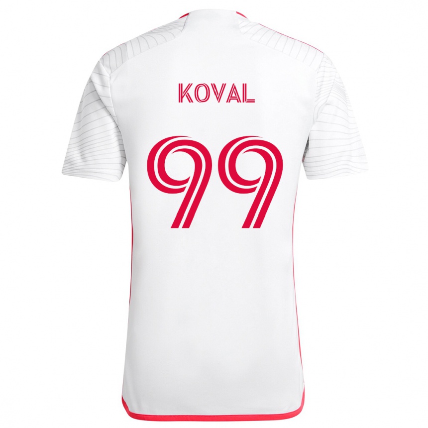 Kids Football Stanislav Koval #99 White Red Away Jersey 2024/25 T-Shirt Australia