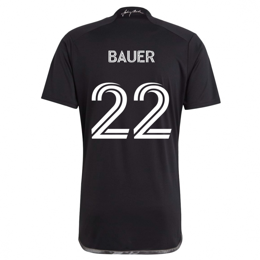 Kids Football Josh Bauer #22 Black Away Jersey 2024/25 T-Shirt Australia